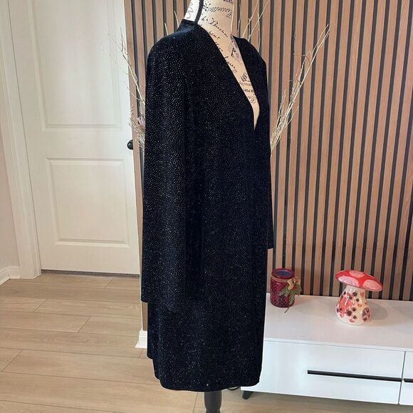 VTG ONYX Nite By Wendye Chaitin Cardigan Blazer 22 Black Sequin Formal Evening - Picture 2 of 10